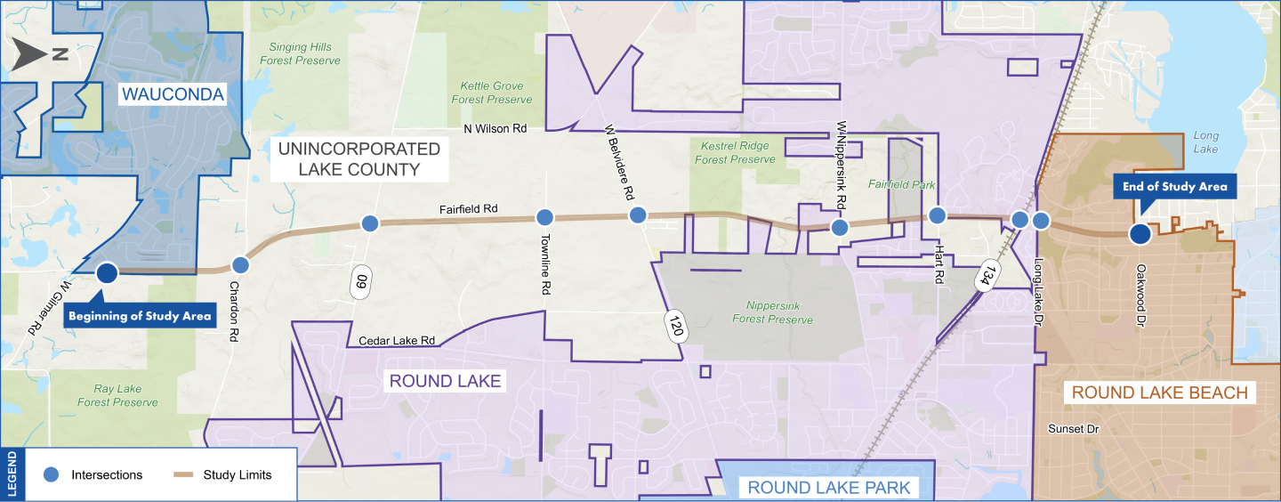 Study Area Map for Fairfield Road Planning Study.